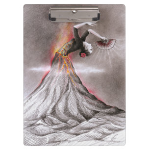 Flamenco danserende vulcano surrealistische potloo klembord