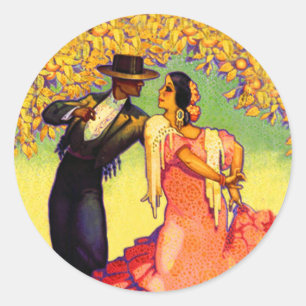 Flamenco Dansers onder de Oranje Bomen Ronde Sticker