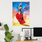 Flamenco danserschilder poster (Thuiskantoor)