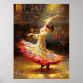 Flamenco in beweging Expressieve dans Impressionis Poster (Voorkant)