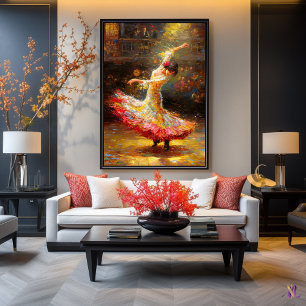 Flamenco in beweging Expressieve dans Impressionis Poster