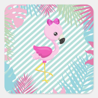 Flamenco Rosa Baby para personalizar e imprimir Vierkante Sticker