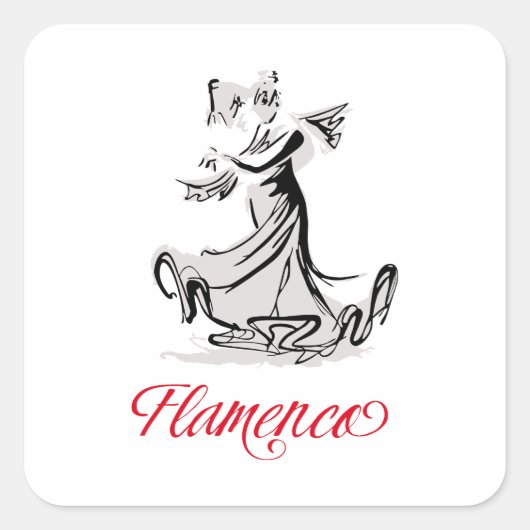 Flamenco Vierkante Sticker (Voorkant)