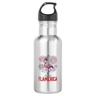 Flamerika Flamingo Patriottisch Vintage T-shirt On Waterfles