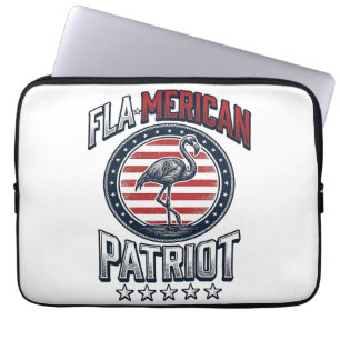 Flamerikaanse Patriott Flamingo Vintage Vector Laptop Sleeve