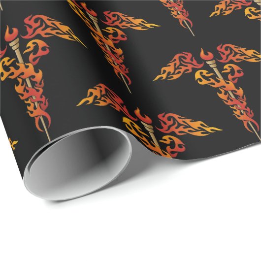 Flames Caduceus Cadeaupapier (Rol Hoek)