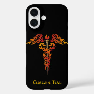 Flames Caduceus iPhone 16 Hoesje