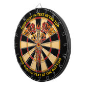 Flames Caduceus-dartboard met aangepaste tekst Dartbord (Voorkant Rechts)