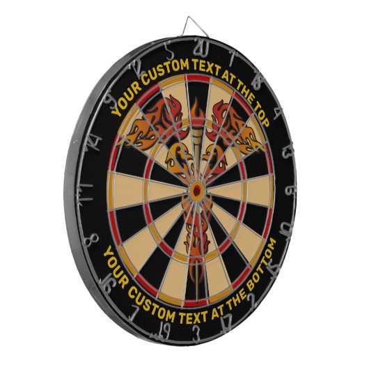 Flames Caduceus-dartboard met aangepaste tekst Dartbord (Voorkant Links)