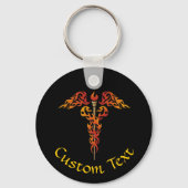 Flames Caduceus Sleutelhanger (Voorkant)