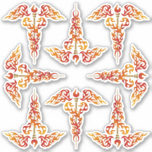 Flames Caduceus Sticker