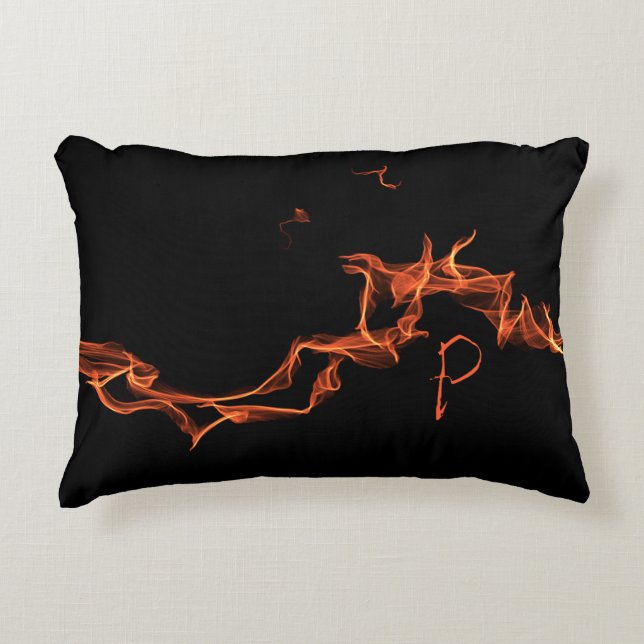 Flames Custom Monogrammed Accent Kussen (Voorkant)