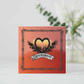 Flames Heart Rock N Roll Biker Faire-part de maria (Debout devant)