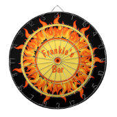 Flames of Fire Black Personalized Dartbord (Voorkant)