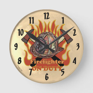 Flames On Duty brandweerklok Ronde Klok