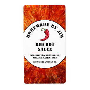 Flames Red Hot Chili Saus Pepper Label