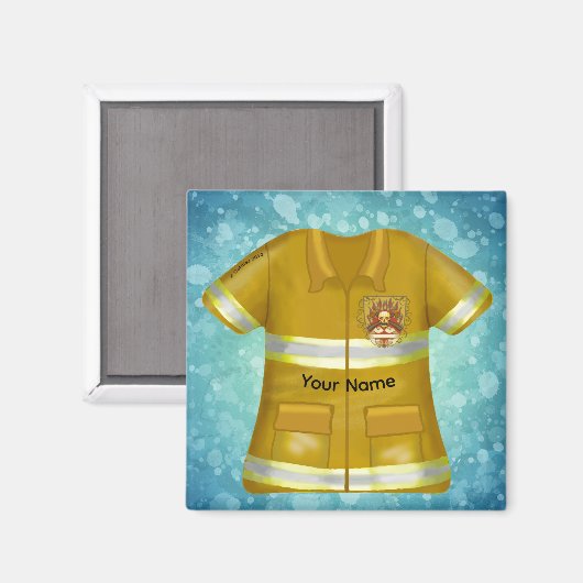 Flames Shield Firefighter Magneet (Voorkant / Achterkant)