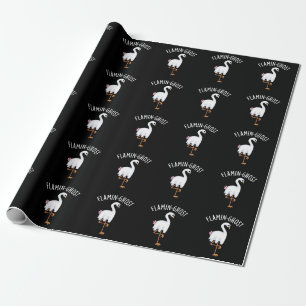 Flamin-ghost Funny Flamingo Ghost Pun Dark BG Cadeaupapier