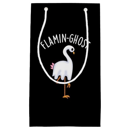 Flamin-ghost Funny Flamingo Ghost Pun Dark BG Klein Cadeauzakje (Voorkant)