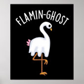Flamin-ghost Funny Flamingo Ghost Pun Dark BG Poster (Voorkant)