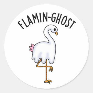 Flamin-ghost Funny Flamingo Ghost Pun Ronde Sticker