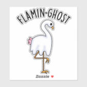 Flamin-ghost Funny Flamingo Ghost Pun Sticker (Vel)