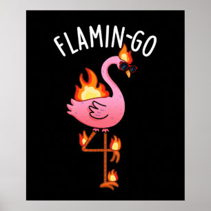 Flamin-go Grappige Flamingo Pun Dark BG Poster