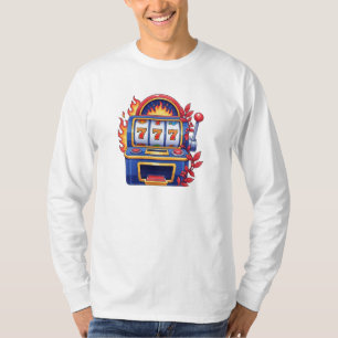 Flaming 777 Jackpot Retro Casino Ontwerp T-shirt