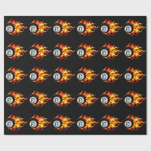 Flaming 8 Ball Cadeaupapier (Vlak)