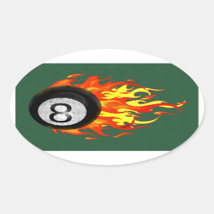 Flaming 8 Ball Ovale Sticker