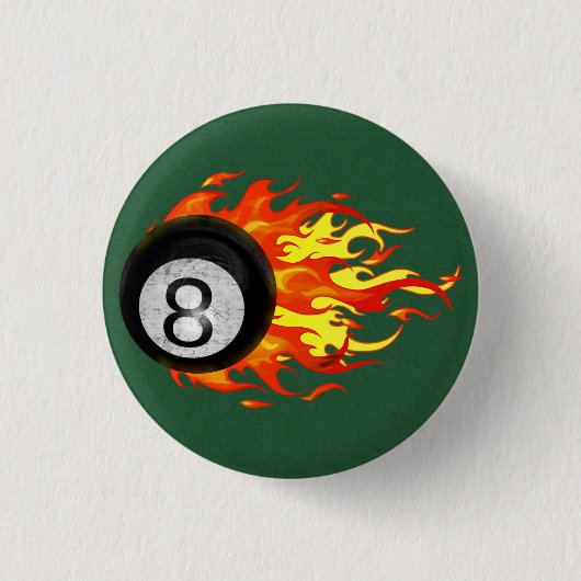 Flaming 8 Ball Ronde Button 3,2 Cm (Voorkant)
