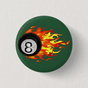 Flaming 8 Ball Ronde Button 3,2 Cm