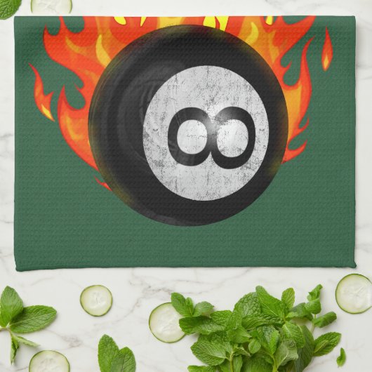 Flaming 8 Ball Theedoek (Gevouwen)