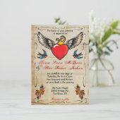Flaming aile coeur tatouage mariage Invitations (Debout devant)