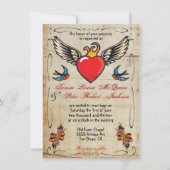 Flaming aile coeur tatouage mariage Invitations (Devant)