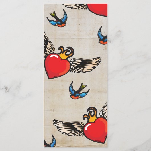 Flaming aile coeur tatouage mariage Invitations (Dos)