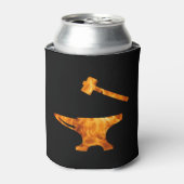 Flaming Anvil & Hammer Blacksmith Metalworking Blikjeskoeler (Blikje Voorkant)