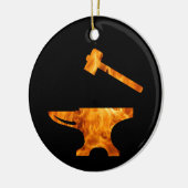 Flaming Anvil & Hammer Blacksmith Metalworking Keramisch Ornament (Links)