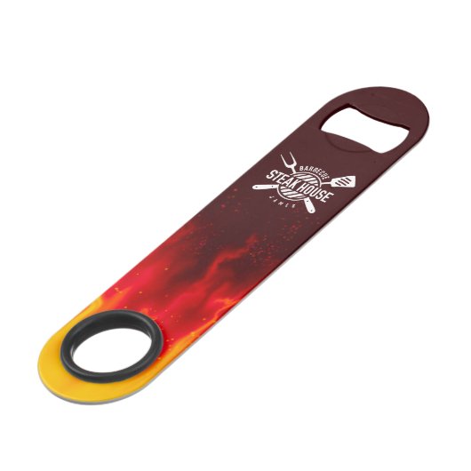 Flaming Bar Blade Opener — Aangepaste BBQ Steak Ho Speed Flessenopener (Voorkant Gekanteld)