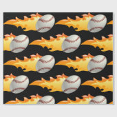 Flaming Baseball Cadeaupapier (Vlak)