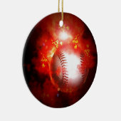 Flaming Baseball Keramisch Ornament (Rechts)