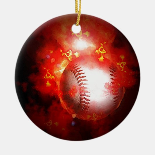 Flaming Baseball Keramisch Ornament (Voorkant)