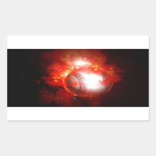 Flaming Baseball Rechthoekige Sticker