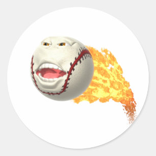 Flaming Baseball Ronde Sticker