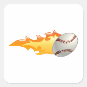 Flaming Baseball Vierkante Sticker