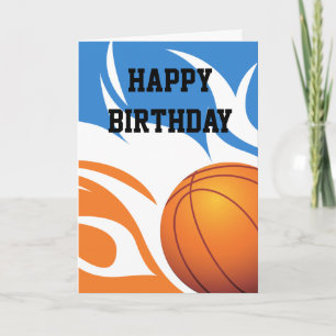 Flaming Basketbal Blauw en Sinaasappel Kaart