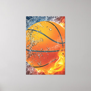 Flaming basketbal canvas afdruk