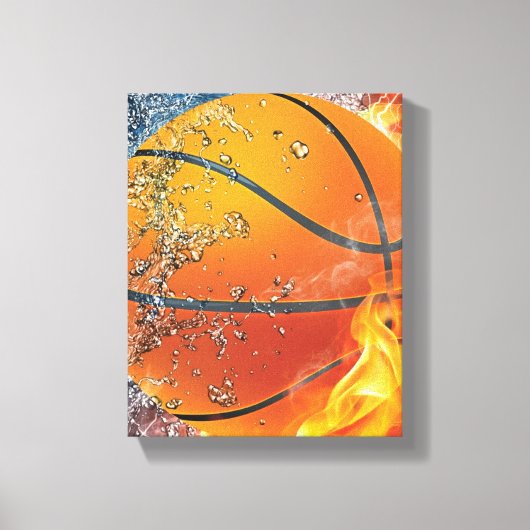 Flaming basketbal canvas afdruk (Voorkant)