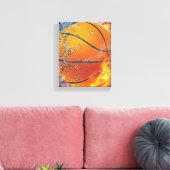 Flaming basketbal canvas afdruk (Insitu (Woonkamer))