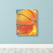 Flaming basketbal canvas afdruk (Insitu (Houten vloer))